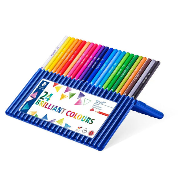 Caixa de 24 lápis de cor Staedtler Ergosoft triangulares com estojo stand-up