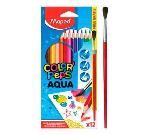Lápis de Cor Aquareláveis Aqua Color Peps - 12 Unidades