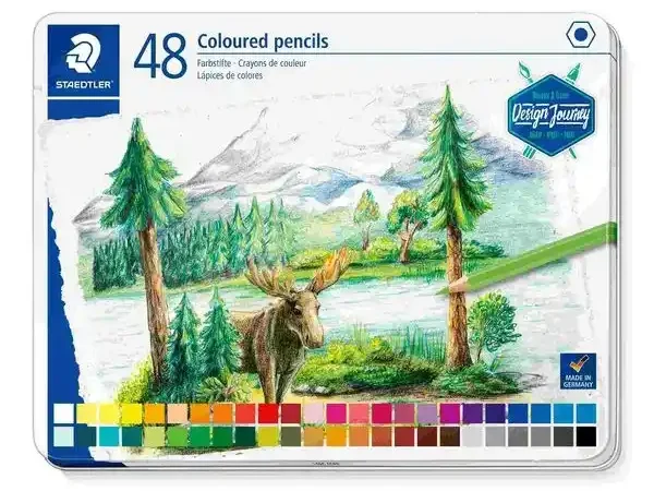 Caixa de metal 48 lápis em cores sortidas