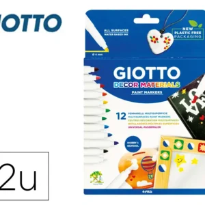 MARCADOR GIOTTO DECOR MATERIALS CAIXA DE 12 CORES SORTIDAS