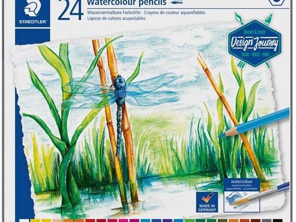 Caixa de metal 24 lápis Aguarelável em cores sortidas - Image 1