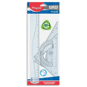 Conjunto de geometria, 4 peças, transparente Maped