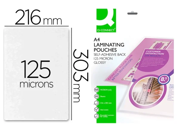 Bolsas de plastificação A4 Q-Connect autocolantes 125 micras.