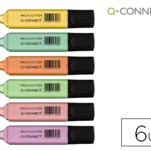 MARCADOR FLUORESCENTE Q-CONNECIT PASTEL PONTA BISELADA ESTOJO DE 6 UNDADES CORES SORTIDAS