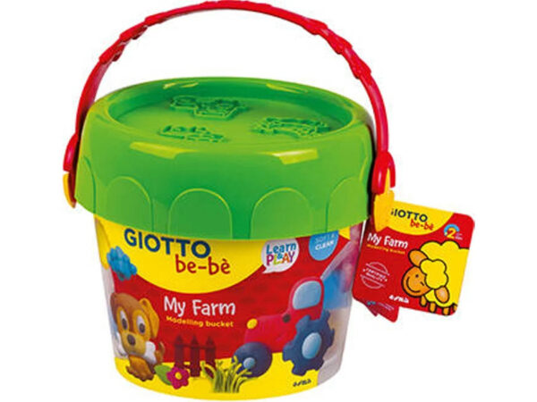 Balde de massa de modelar Giotto be-bè com acessórios e plasticinas coloridas