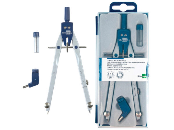 Compasso com adaptador universal, material de desenho técnico, compasso de precisão, compasso para engenharia, compasso para arquitetura, Liderpapel desenho