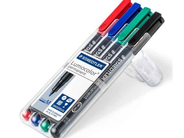 Marcador permanente Staedtler Lumocolor 317 WP4  Azul, Verde, Vermelho, Preto  M