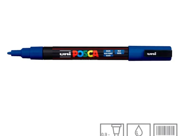 POSCA Marcador PC-3M Ponta Redonda Fina 0,9 a 1,3 mm Azul (33)