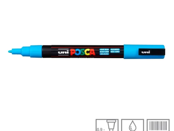 POSCA Marcador PC-3M Ponta Redonda Fina 0,9 a 1,3 mm Azul claro (8)