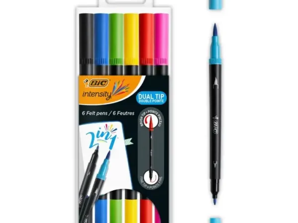 Canetas de Feltro Bic Intensity Ponta Dupla cx 6 Unidades - Image 4