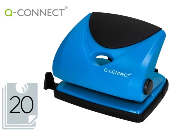 Furador q-connect capacidade 20 folhas azul.