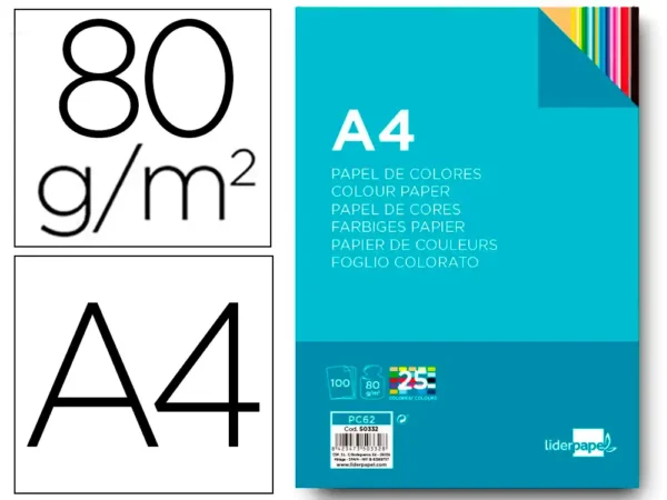 Papel de cor liderpapel din a4 80 gr