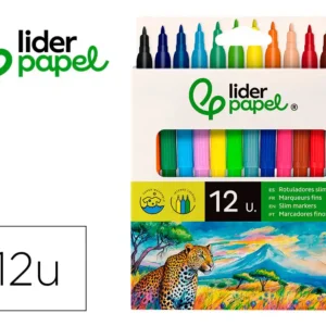 Marcador liderpapel feltro slim caixa 12 cores.
