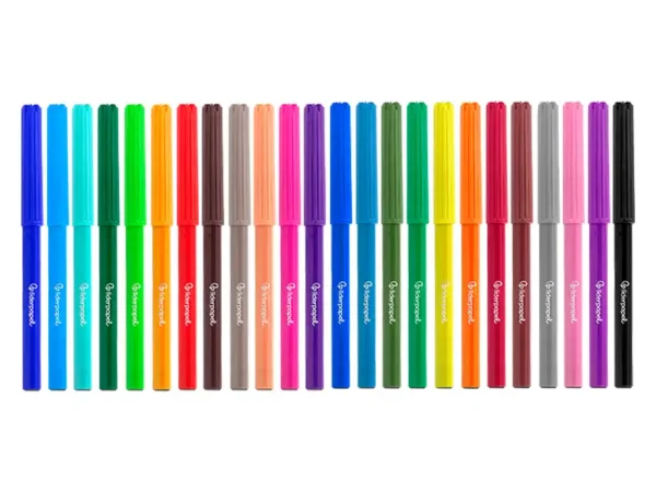 Caixa de marcadores de feltro laváveis de 24 cores para desenho e atividades escolares