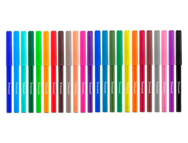 Caixa de marcadores de feltro laváveis de 24 cores para desenho e atividades escolares