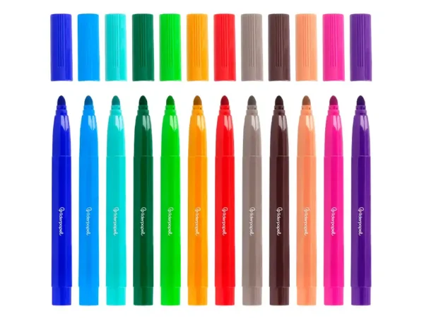 Caixa de Marcadores Liderpapel Jumbo 12 cores de feltro