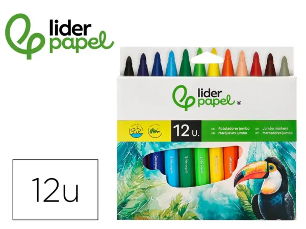 Caixa de Marcadores Liderpapel Jumbo 12 cores de feltro