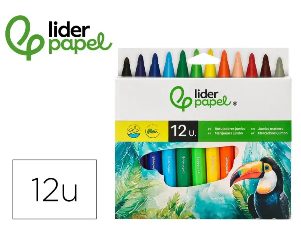 Caixa de Marcadores Liderpapel Jumbo 12 cores de feltro