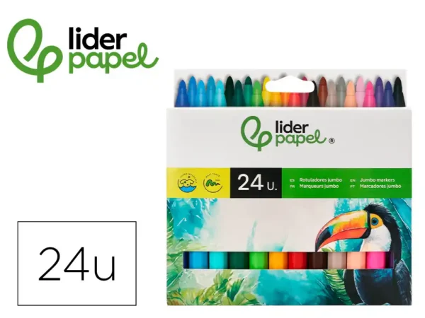 Caixa de Marcadores Liderpapel Jumbo 24 cores de feltro