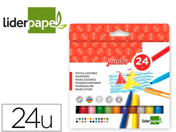 Marcador liderpapel feltro jumbo caixa 24 cores.