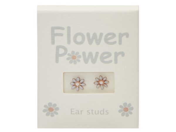 Brincos - "Flower Power" - banhados a ouro rosa - azul