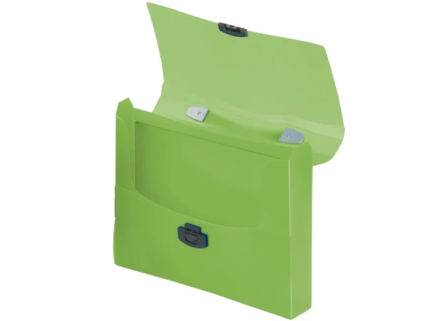 Pasta porta documentos liderpapel polipropileno din a4 verde transparente com asa. - Image 2