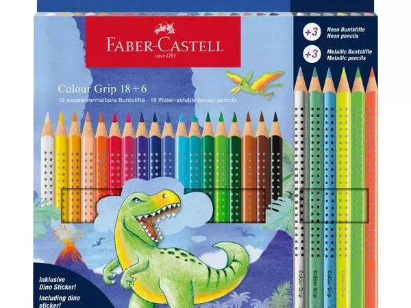 LAPIS DE COR GRIP DINOSSAURO 18+3 NEON Faber Castell