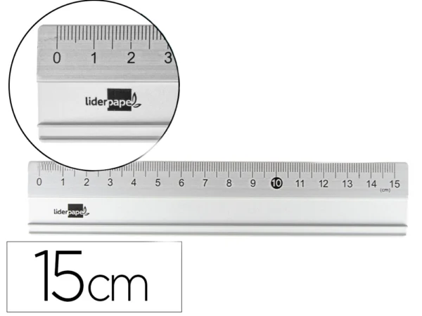 REGUA 15 CM ALUMINIO COR PRATA