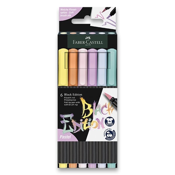 marcadores-faber-castell-black-edition-ponta-pincel-pastel-6-unidades marcadores-faber-castell-black-edition-ponta-pincel-pastel-6-unidades