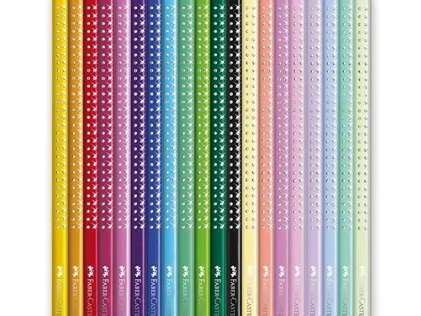 Estojo de metal de lápis de cor Faber-Castell Sparkle com 20 cores e design de borboleta.