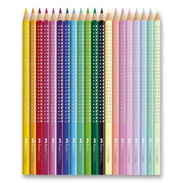 Estojo de metal de lápis de cor Faber-Castell Sparkle com 20 cores e design de borboleta.