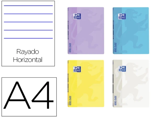 Caderno Oxford OpenFlex A4 cores pastel capa de plástico