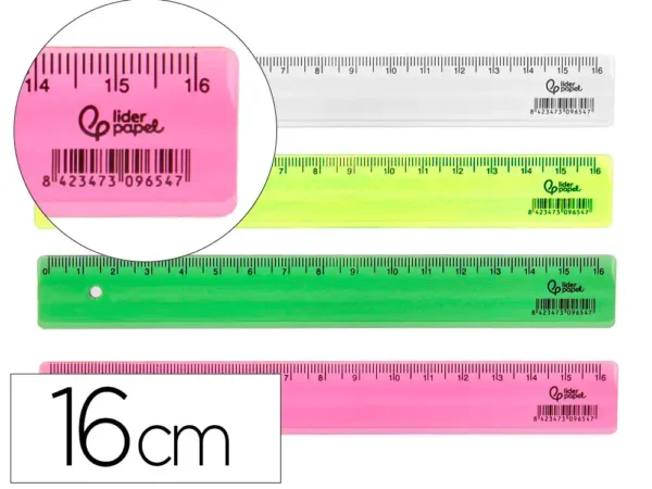 REGUA PLASTICO 16 CM CORES SORTIDAS