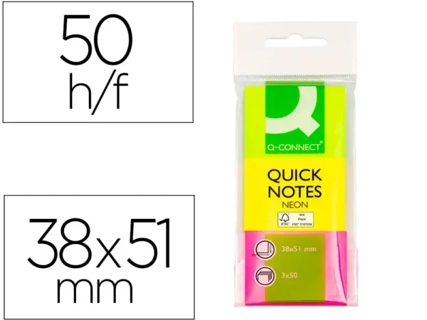 BLOCO DE NOTAS ADESIVAS FLUORESCENTE 38 X 51 MM - Image 1