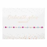 Pulseira "Delicate Glow" - aço inoxidável banhado a ouro rosa - Rosa-Turquesa