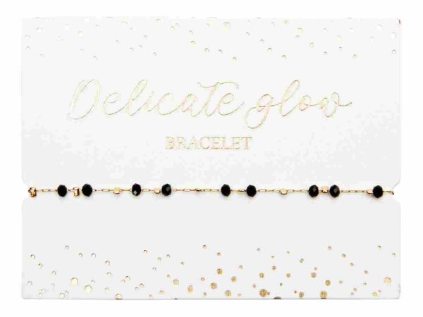 Pulseira "Delicate Glow" - aço inoxidável banhado a ouro - Preto