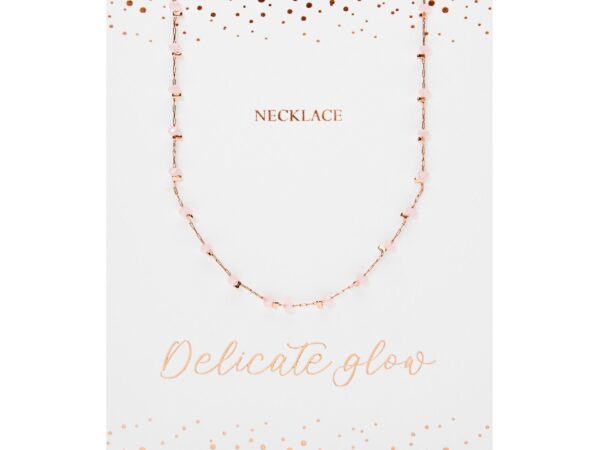 Colar "Delicate Glow" - aço inoxidável banhado a ouro rosa - Rosa Claro