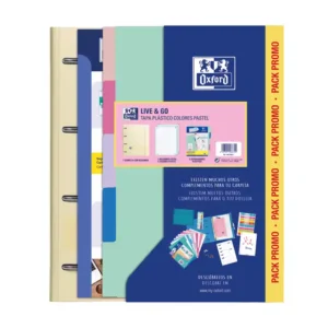 Pack capa+recarga oxford ebinder pastel +  4 argolas 80 h + conjunto 5 separadores