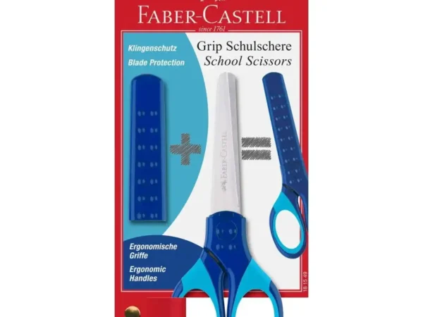 Tesoura Grip Faber-Castell com Pontas Arredondadas - Azul