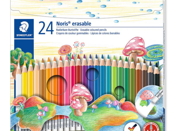 Lápis de cor Staedtler Noris 144 50NC24 apagável 24 cores" na descrição da imagem