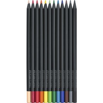 Caixa de lápis de cor Faber-Castell Black Edition com doze unidades sobrepostos. 4005401164128