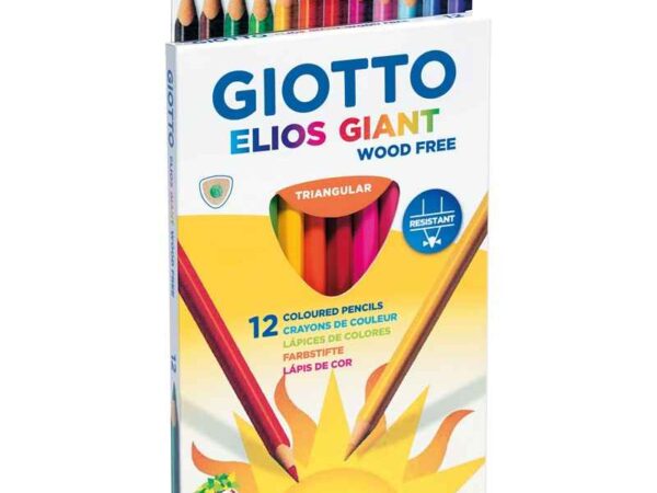 Lápis de Cor Elios Grosso, Triangular, 12 Cores - Image 1