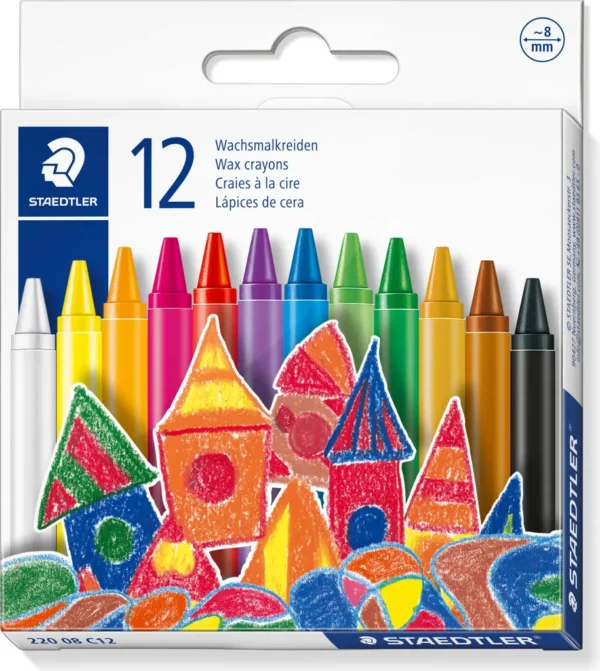 Caixa de lápis de cera Staedtler 220 com 12 cores para crianças".