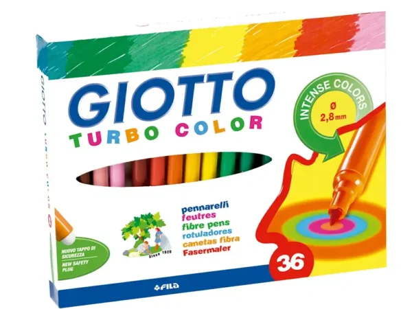 MARCADOR FELTRO GIOTTO CAIXA COM 36 CORES