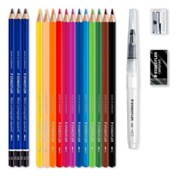 Caixa de 18 peças de cor aguareláveis Staedtler hexagonal