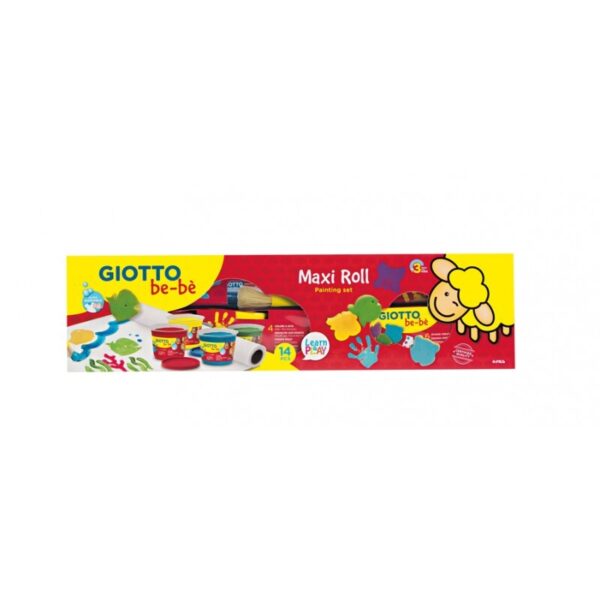 kit de pintura de dedos giotto be-be com tintas e rolo de papel8000825023538 kit de pintura de dedos giotto be-be com tintas e rolo de papel