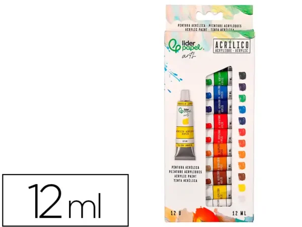 PINTURA ACRÍLICA LIDERPAPEL CAIXA DE 12 TUBOS - Image 1