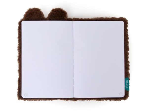 Caderno peluche porquinho rosa com caneta e autocolantes".