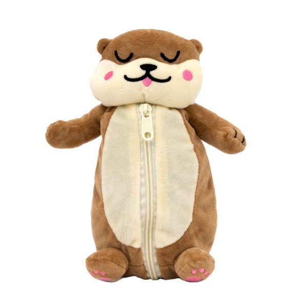 Estojo escolar em forma lontra de peluche macio