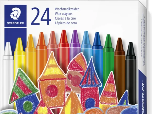 Caixa de lápis de cera Staedtler 220 com 24 cores para crianças".